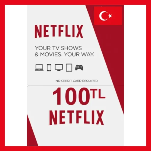 Netflix Giftcard 100 TL for streaming access to movies and TV shows